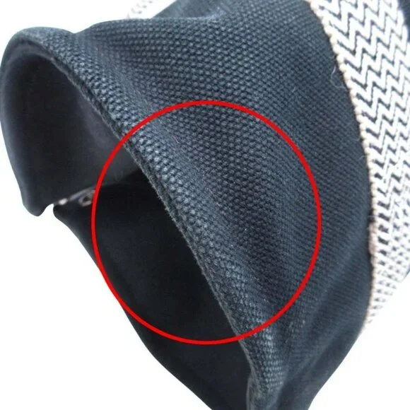 Hermes Cannes PM Handbag Tote Canvas Herringbone with Pouch Black Ivory - Picture 11 of 11